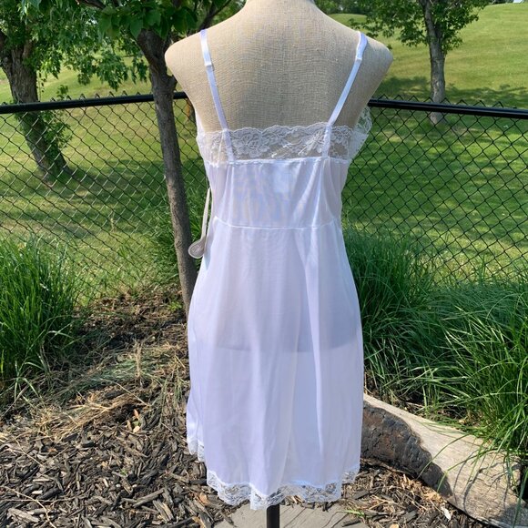 Vintage 90s Satin Full Slip Dress Lace Trim Lingerie Fairy Boho Nightie New - Picture 8 of 16